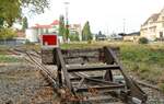 Prellbock im  Fuchsloch  des ehemaligen BW Lindau, der von Lok 45 023 verschoben werden mu�te.