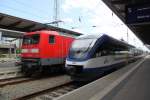 112 133-4 steht mit RE 4363 von Rostock Hbf nach Lutherstadt Wittenberg und neben an steht OLA nach Gstrow.01.06.2012