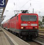 143 300-2 mit RE 13011 Rostock-Sassnitz beim Rangieren im Rostocker Hbf.10.08.2012
