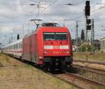 101 110-5 mit IC-Umleiter von Kln Hbf nach Leipzig Hbf bei der Durchfahrt im Bahnhof Stendal.23.06.2012
