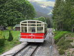 Die Oberweißbacher Bergbahn,am 27.Mai 2020,als  Geisterzug  auf Talfahrt.