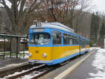 thueringen-10/803351/auf-meiner-heimfahrtam-02februar-2023kam-ich Auf meiner Heimfahrt,am 02.Februar 2023,kam ich an der Station Friedrichroda vorbei.Hier bekam ich den Tw508 nach Gotha.