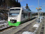 STB VT113,nach Neuhaus am Rennweg,am 01.Februar 2025,beim Richtungswechsel,in Ernstthal.