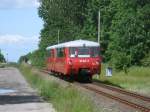 Nicht mehr weit nach Bergen/Rügen hatte es der LVT 172 001-0/601-7,am 02.Juni 2012,als Dieser von Lauterbach Mole kam.
