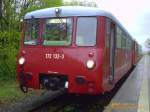 Am 14.5.10 steht Die Chemnitzer LVT Ganritur Im Bahnhof Lauterbach Mole.