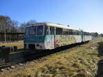Gegenüber den 771 007 sieht der 771 065 schon in einem desolaten Zustand aus.Aufgenommen,am 27.Februar 2022,in Heringsdorf.