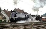 01 1102 und 01 519 Ausfahrt mit einem Sonderzug aus Geislingen Steige am 07.07.1996.
