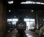 Lokschuppenatmosphäre im Bw Dresden Altstadt beim 7.Dampfloktreffen mit 01 202 und 01 1066 am 17.04.2015.