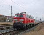 218 366-3 mit IC 2260(AH-AL-WR)bei der Einfahrt im Rostocker Hbf.15.03.2026