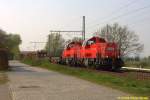 261 036 + 261 049 mit gemischten Güterzug in Neukloster (Kreis Stade) Richtung Hamburg am 25.04.2015
