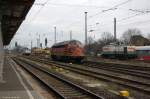 In Stendal trafen sich die My 1155 (227 010-6) Altmark-Rail, 203 144-6 STRABAG Rail GmbH und 140 023-6 PRESS (145 083-2).