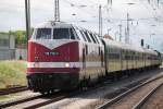 118 770-7+01 0509-8 mit Sonderzug 61497 von Leipzig Hbf nach Putbus bei der Einfahrt im Bahnhof Bergen auf Rügen.14.06.2014