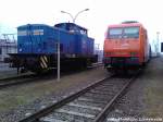 PRESS 346 020-3 (345 213) & ARCELOR / EKO TRANS 145-CL002 im Stralsunder Stadthafen (Bei der Getreide AG) am 11.4.13