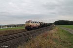 Leider war es Wetter nicht berauschend dennoch wurde 217 002 die mit einem Kesselzug nach Cheb bei Oberteich fotografiert als sie das südliche  Hofer Land  durchstreift ;) 15.10.16  Bild zeigt