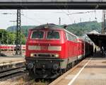 218 406-7 in Ulm mit Nahverkehrszug am 30.05.2015.