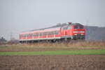 218 457-0 mit Nahverkehrszug in Illertissen am 20.11.2009.