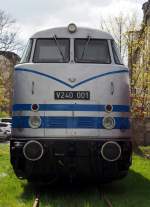 V 240 001, der Prototyp mit 2x883kW (1200 PS), ehemals als 118 202 im Einsatz ist ausgestellt beim 7.