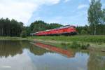 232 609-8 + 262-6 + 233 452-2 ziehen den Umleitergterzug 45367 Nrnberg – Cheb bei Wiesau.