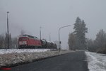 232 201-4 rangiert in Pechbrunn mit dem Schotterzug 62720.