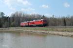 233 452-2 und 232 601-5 als Lz nach Marktredwitz sdlich von Wieesau.