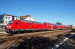 245 004-7 und 245 007-0 mit Doppeltockwagen im Sandwich in Illertissen auf Testfahrt am 14.10.2014.