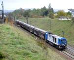 1273 014-6 MAK Vossloh G 2000 BB 92 80 1273 016-6 D-ATLO mit Schiebewandwagen ähnlich Hbbins in Amstetten am 07.10.2010.