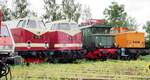 119 199-8; 118 731-9; 244 103-8 und 105 152-3 im Eisenbahnmuseum Weimar am 05.08.2016.
