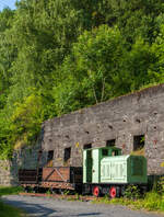 Ein DIEMA-Feldbahnlok vom Typ DS 40 mit zwei Loren bei der ehemaligen Verladeanlage des ehem. Basalt-Steinbruchs in Bad Marienberg, heute Basaltpark Bad Marienberg, hier am 13 Juli 2013. 

Die Feldbahnlok der Spurweite 785 mm wurde 1954 unter der Fabriknummer 1658 von DIEMA (Diepholzer Maschinenfabrik Fritz Schöttler GmbH) gebaut und an die Basalt AG, Linz/Rhein (Betrieb Mehrberg) geliefert. 1976 ging sie an die Basalt AG, Werkstatt Marienberg, wo sie 1985 im Basaltpark Bad Marienberg als Denkmal aufgestellt wurde. 

Die Spurweite 785 mm war mal ein in der Region verbreite Spurweite, so auch u.a. bei der Bröltalbahn später Rhein-Sieg-Eisenbahn mit einer Streckenlänge von ca. 88 km. Die Bröltalbahn war die erste Schmalspurbahn des öffentlichen Verkehrs in Deutschland diese Spurweite hatte. So erhielte wohl auch angrenzende Betrieb diese Spurweite.

Bereits 1933 werden die ersten Lokomotiven des Typs DS von DIEMA gebaut. Der Typ DS zeichnet sich aus durch ein staubdicht gekapseltes Kegelradachsgetriebe, welches über ein Kardangelenk mit dem Getriebe verbunden ist. Diese Bauart wurde 1934 patentiert.

TECHNISCHE DATEN:
Hersteller: Diepholzer Maschinen-Fabrik (DIEMA)
Fabriknummer: 1658
Baujahr: 1954
Spurweite: 785 mm
Motor: Zweizylinder-4-Takt Mercedes-Benz Dieselmotor vom Typ M202 A 
Leistung: 45 PS
Hubraum: 6.157 cm³ bzw. ca. 6,2 Litern (Bohrungen 140 mm x 210 mm Hub)
Getriebe: 3-Gang-Lamellenkupplungsgetriebe
Geschwindigkeit:  4 – 8 – 15 km/h
Länge: 3.860 mm
Breite:1.200 mm
Höhe: 2.110 mm
Achsstand:	12.00 mm
Raddurchmesser: 500 mm
Dienstgewicht: ca. 6,6 t

Der Basaltpark Bad Marienberg mitten im Vulkan:
Das Freilichtmuseum ermöglicht interessante Einblicke in die Vulkantätigkeit der Region vor etwa 25 Millionen Jahren. Der Park repräsentiert die Geschichte des Basaltabbaus, der in den vergangenen Jahrhunderten eine wichtige wirtschaftliche Rolle für die Bürger im Westerwald spielte.

Im Basaltpark werden die geologischen Vorgänge und früheren Abbaumethoden anschaulich dokumentiert.
 
Rund um den rekultivierten Steinbruch kann man die verschiedenen Arten und Kristallisationsformen des Basaltes noch gut erkennen. Charakteristisch: Fünf- oder sechseckige Säulen in verschiedenen Stärken und Höhen, die häufig in „Meilerstellung“ sichtbar sind. Der Rundweg mit Informationstafeln ist ganzjährig begehbar und der Eintritt ist frei!
