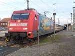 Auf Grund eines im Bahnhof Stendal abgestellten ICE 2(402 026)musste 101 037 mit IC 142 auf Gleis 2 Einfahren.