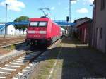 101 041-2 als Schluss am IC 2184 mit ziel Ostseebad Binz bei der Ausfahrt aus Bergen auf Rgen am 10.8.13