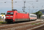 101 003-2 mit IC 2387(Warnemnde-Leipzig)bei der Ausfahrt im Bahnhof Warnemnde.28.05.2016