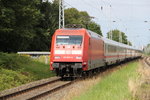 101 077-6 mit IC 2185(Warnemünde-Leipzig)bei der Durchfahrt in Rostock-Bramow.07.08.2016