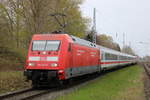 101 125-3+101 031-3(hinten)mit IC 2239 von Warnemünde nach Leipzig Hbf bei der Durchfahrt in Rostock-Bramow.30.04.2021