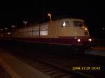 103 235 erreichte mit dem TEE Hannover-Bergen/Rgen am 29.November 2008 Abends den Bahnhof Bergen/Rgen.