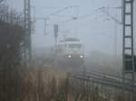 Nocheinmal begegnete mir der TEE Rheingold am 21.November 2012.In Lietzow tauchte der Zug aus einer Nebelbank zum letzten Mal vor meiner Kamera auf.
