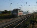 115 509-2 Stunden spter,am 21.August 2013,mit dem EC 378 Bratislava-Binz bei der Einfahrt in Bergen/Rgen.