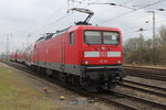 112 101 mit RE5(RE 4363)von Rostock Hbf nach Elsterwerda bei der Bereitstellung im Rostocker Hbf.08.04.2016