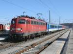 Neues Jahr und auch die 115 ist wieder da.Am 06.April 2012 bespannte 115 459-0 den EC 379 Binz-Brno beim Halt in Bergen/Rgen.