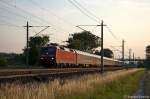 120 155-7 mit dem EN 453  TransEuropean Express  von Paris Est nach Moskva Belorusskaja bei Rathenow. 04.07.2012