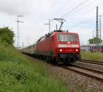 120 150-8+120 112-8(hinten)mit IC 2213 von Ostseebad Binz nach Stuttgart Hbf bei der Ausfahrt im Rostocker Hbf.24.05.2014