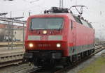 120 203-5 als DB-Dienstfahrt bei der Einfahrt im Rostocker Hbf.25.01.2020
