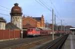 140 028-2 DB Schenker Rail Deutschland AG mit einem leeren Autotransportzug in Rathenow und fuhr in Richtung Stendal weiter.