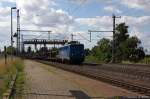 140 824-4 EGP - Eisenbahngesellschaft Potsdam mbH mit einem leeren Autotransportzug in Niederndodeleben und fuhr in Richtung Magdeburg weiter. 12.08.2014