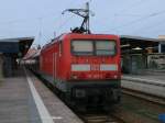 114 029 fuhr,am 03.September 2011,den RE 18315 von Stralsund nach Elsterwerda.Aufnahme in Stralsund.