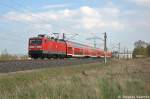112 126-8 mit dem RE2  ODEG  (RE 37371) von Cottbus nach Wismar in Vietznitz. 25.04.2013