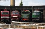 Bei dem Eisenbahnfest im Bw Halle P im Jahr 2013 standen die E-Loks 243 005-6, 211 001-3, E44 108 und die E18 31 im Ringlokschuppen.