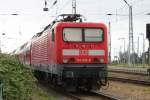 114 026-8 mit dem Warnemnde-Express von Warnemnde Richtung  Berlin Hbf(tief)abgestellt im Bahnhof Warnemmde(04.09.10)