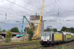 146 515 am 17.08.2026 in Tostedt. Im Hintergrund: Abriss des Getreidesilos der Stader Saatzucht.