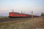 151 133-6 & 151 130-2 DB Schenker Rail Deutschland AG mit einem Falns Ganzzug in Vietznitz und fuhren in Richtung Friesack weiter. 25.04.2013