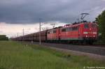 BR 151/268990/151-076-7--151-049-4-db 151 076-7 & 151 049-4 DB Schenker Rail Deutschland AG mit dem GM 60225 von Hansaport nach Ziltendorf EKO in Vietznitz. 21.05.2013